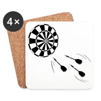Minimalist silhouette of darts player - Coasters (set of 4) - white - Front