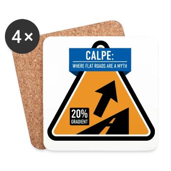 Calpe Cycling steiles Straßenschild - Untersetzer (4er-Set) - Weiß - Vorne
