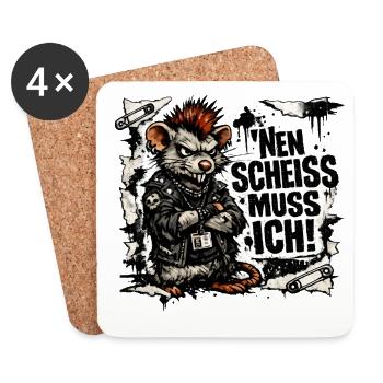 Ratte nen Scheiss muss ich frecher Spruch - Untersetzer (4er-Set) - Weiß - Vorne