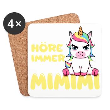 I Always Hear Only A Mimimi Unicorn - Coasters (set of 4) - white - Front