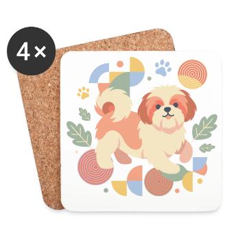Cute Shih Tzu Owners Colorful Puppy Lover - Coasters (set of 4) - white - Front