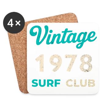 Cadeau vintage de l’année de naissance rétro du Surf Club 1978 - Dessous de verre (lot de 4) - blanc - Devant