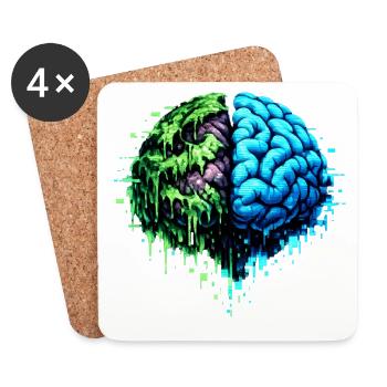 Ton cerveau est au bout du rouleau - Dessous de verre (lot de 4) - blanc - Devant