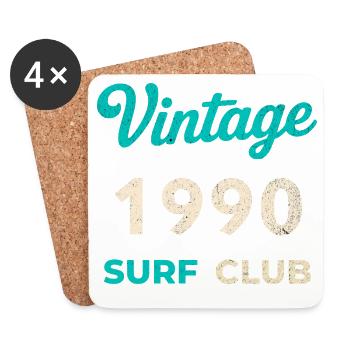 Vintage 1990 Surf Club Retro Geburtsjahr Geschenk - Untersetzer (4er-Set) - Weiß - Vorne