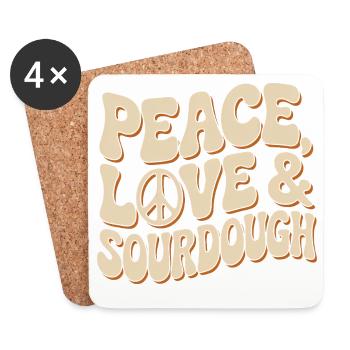 Peace, Love & Sourdough Typography - Coasters (set of 4) - white - Front