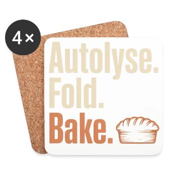 Autolyse Fold Bake Pie Typografie - Untersetzer (4er-Set) - Weiß - Vorne