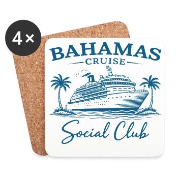Club social de croisière aux Bahamas - Dessous de verre (lot de 4) - blanc - Devant