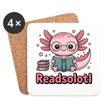 Mignon Axolotl avec des lunettes Readsolotl Amoureuse des livres - Dessous de verre (lot de 4) - blanc - Devant