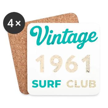 Vintage 1961 Surf Club Retro Geburtsjahr Geschenk - Untersetzer (4er-Set) - Weiß - Vorne