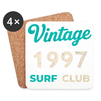 Cadeau vintage de l’année de naissance rétro du Surf Club 1997 - Dessous de verre (lot de 4) - blanc - Devant