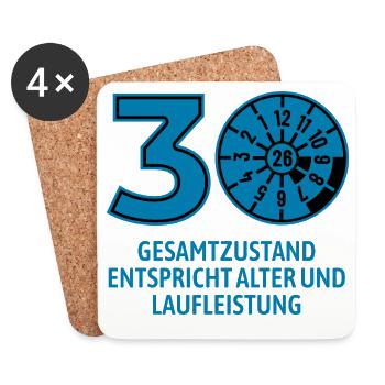 HU April 2026 - 30 Jahre - Geburtstag Geschenk - Untersetzer (4er-Set) - Weiß - Vorne