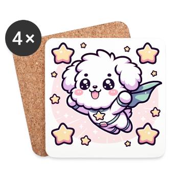 Hero Poodle Superhero Doggy Super Dog Puppy - Coasters (set of 4) - white - Front