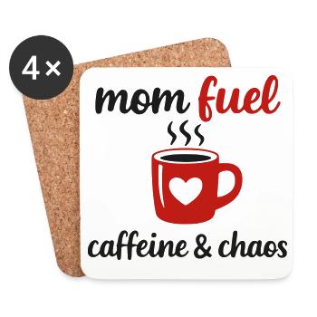 Maman Fuel – Caféine & Chaos Fête des Mères - Dessous de verre (lot de 4) - blanc - Devant