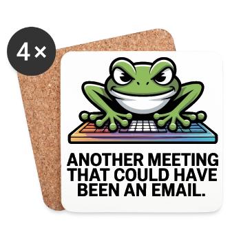 Mème clavier grenouille – Réunion au lieu d’email - Dessous de verre (lot de 4) - blanc - Devant