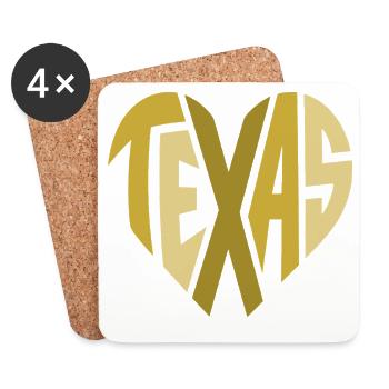 Texas Herz Typografie - Untersetzer (4er-Set) - Weiß - Vorne