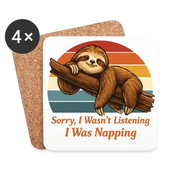 Lazy Sloth Shirt I Was Napping Funny - Coasters (set of 4) - white - Front