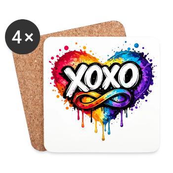 XOXO Love in the color heart pour la Saint-Valentin - Dessous de verre (lot de 4) - blanc - Devant