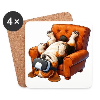 Mops VR Gamer Sessel Cartoon - Untersetzer (4er-Set) - Weiß - Vorne
