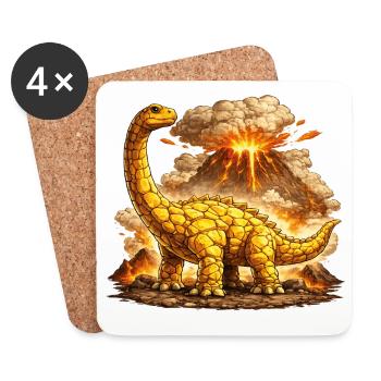 Brontosaurus Vulkaneruption - Untersetzer (4er-Set) - Weiß - Vorne