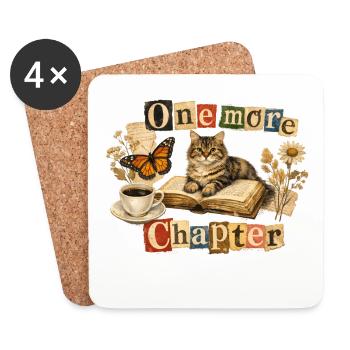 Un dernier chapitre - Chat de lecture douillet - Dessous de verre (lot de 4) - blanc - Devant