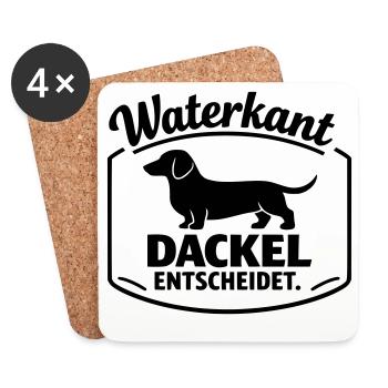 Waterkant Dackel entscheidet Badge - Untersetzer (4er-Set) - Weiß - Vorne