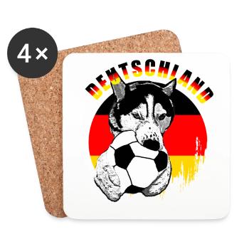 Deutschland Hund mit Fußball - Untersetzer (4er-Set) - Weiß - Vorne