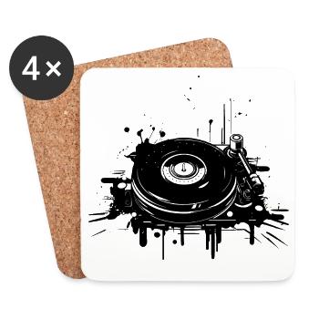 Disque vinyle DJ - Dessous de verre (lot de 4) - blanc - Devant