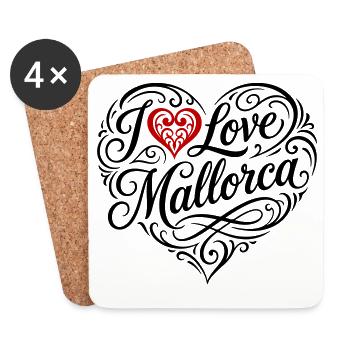 J’adore le cœur de Majorque - Dessous de verre (lot de 4) - blanc - Devant