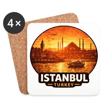 Istanbul Skyline Sunset - Coasters (set of 4) - white - Front