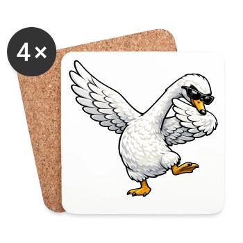 Dabbing Schwan - Untersetzer (4er-Set) - Weiß - Vorne
