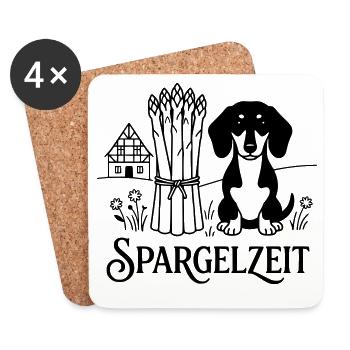 Dackel Spargelessen Spargelzeit - Untersetzer (4er-Set) - Weiß - Vorne