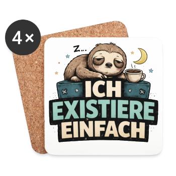 Ich existiere einfach – Faultier Motiv lustig  - Untersetzer (4er-Set) - Weiß - Vorne