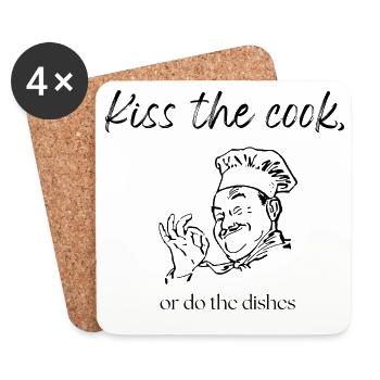 Embrassez le cuisinier - Dessous de verre (lot de 4) - blanc - Devant