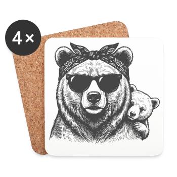 Mama Bear and Baby - Coasters (set of 4) - white - Front