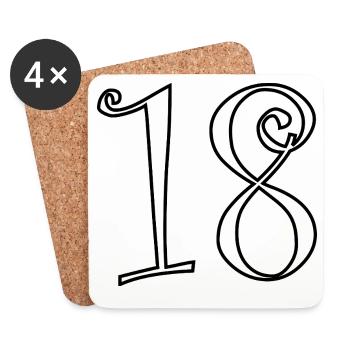 18. 18 ANS. 18e ANNIVERSAIRE. ANNIVERSAIRE 18 ANS. - Dessous de verre (lot de 4) - blanc - Devant