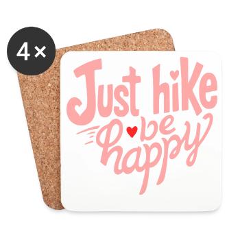 Wandern - Just hike be happy – Pink Typo - Untersetzer (4er-Set) - Weiß - Vorne
