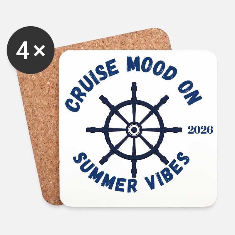 Cruise Mood On, Summer Vibes 2026 - Untersetzer (4er-Set) - Weiß