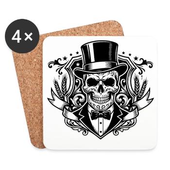 JGA Junggesellenabschied Totenkopf - Untersetzer (4er-Set) - Weiß - Vorne