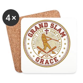 Foi chrétienne du baseball Grace du Grand Chelem - Dessous de verre (lot de 4) - blanc - Devant