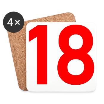 18. 18 JAHRE ALT. 18-JÄHRIGES JUBILÄUM. 18. GEBURTSTAG. - Untersetzer (4er-Set) - Weiß - Vorne
