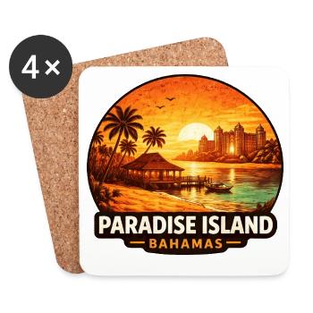 Destination de vacances aux Bahamas Paradise Island Coucher de Soleil - Dessous de verre (lot de 4) - blanc - Devant