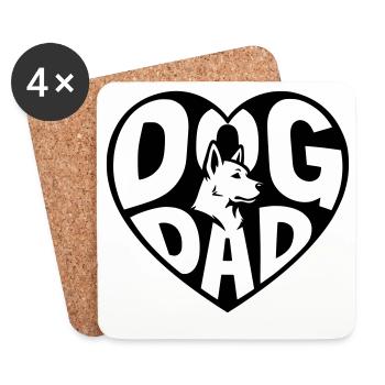 Dog Dad - Dog Dad Heart with Dog Silhouette - Coasters (set of 4) - white - Front