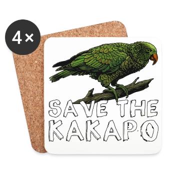 Rettet den Kakapo Neuseeland - Untersetzer (4er-Set) - Weiß - Vorne
