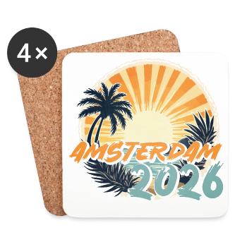 Amsterdam 2026 - Untersetzer (4er-Set) - Weiß - Vorne