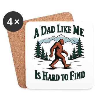 Papa comme moi – Difficile à trouver Yeti Bigfoot - Dessous de verre (lot de 4) - blanc - Devant