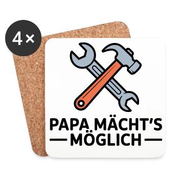 Papa Macht's Möglich Handwerker Spruch Väter - Untersetzer (4er-Set) - Weiß - Vorne