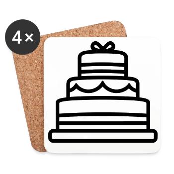 gâteau d'anniversaire  - Dessous de verre (lot de 4) - blanc - Devant