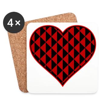 Heart with red triangle shapes - Coasters (set of 4) - white - Front