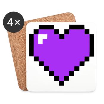 Pixel Heart 8-Bit Health - Coasters (set of 4) - white - Front