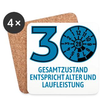 HU Mai 2026 - 30 Jahre - Geburtstag Geschenk - Untersetzer (4er-Set) - Weiß - Vorne